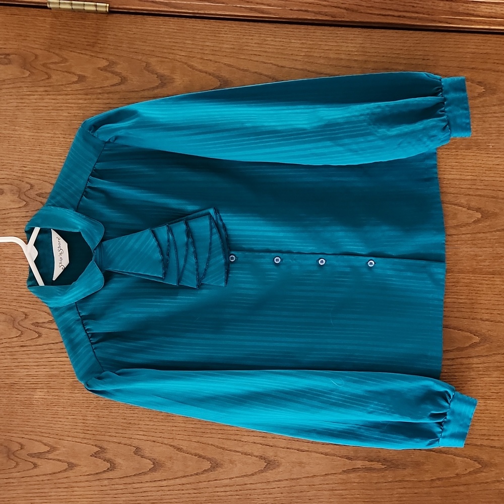Misses Vintage Ship N Shore Blouse - 40 Bust Appr Size 12 - Teal
